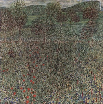 Champ de fleurs Gustav Klimt Forêt Peinture à l'huile